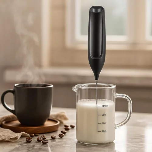Miniatura 5 de Oggi Espumador de leche de mano, varita espumadora eléctrica con batidor de acero inoxidable, mini batidor para café, matcha, latte, proteínas