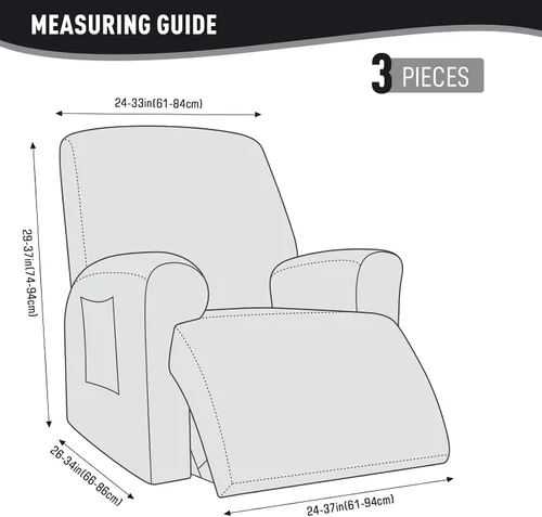 Miniatura 7 de KinCam Fundas para Reclinables, Fundas Elásticas para Sillas Reclinables, Fundas para Sofá Reclinable con Rayas Jacquard, Fundas Protectoras de Negro
