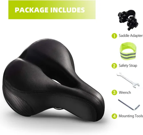 Miniatura 7 de Asiento de bicicleta, asiento de bicicleta más cómodo, doble absorción de golpes, espuma viscoelástica, impermeable, silla de montar de bicicleta