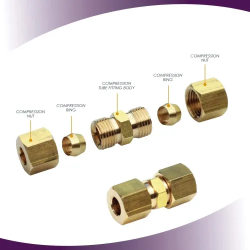 Miniatura 2 de Tubo de compresión de latón para máquina de hielo, unión, 3/16 pulgadas de diámetro exterior x 3/16 pulgadas de diámetro exterior, 2
