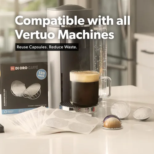 Miniatura 6 de di Oro Caffè - Tapas reutilizables para cápsulas de café compatibles con máquinas Nespresso VertuoLine para reutilizar cápsulas de café Vertuo