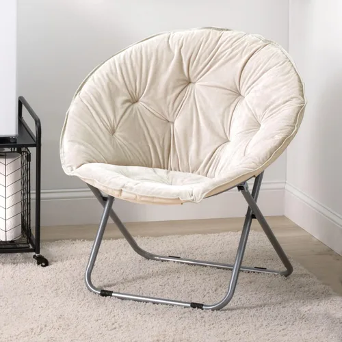 Miniatura 2 de mDesign Urban Papasan - Silla plegable de luna – Silla OVNI con platillo grande con marco de metal plegable – Asiento plegable mullido para oficina