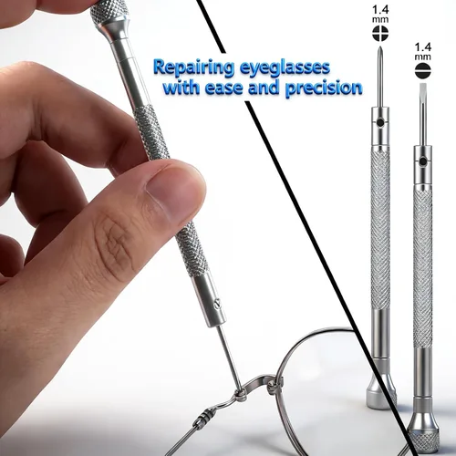 Miniatura 4 de Kit de reparación de lentes con tornillos, kit de reparación de lentes todo en uno con destornillador de precisión, pinzas, paño de limpieza