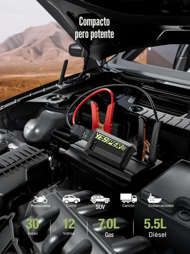 Miniatura 3 de YESPER Arrancador portátil, Arrancador de motocicleta de pico de 1500A, Caja de arranque para arrancador portátil de auto, Paquete de refuerzo