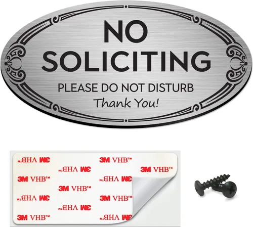 SignSeries Letrero de No Soliciting para el hogar y la oficina, 3 x 6 pulgadas, accesorios de montaje incluidos, fácil instalación en pared, vidrio