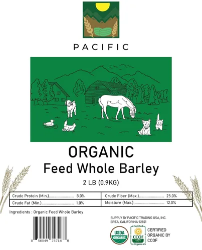 Miniatura 5 de Pacific Organic Petfood Organic Feed - Cebada entera descascarada Rica en fibra y minerales Cebada de grano entero Cebada orgánica certificada