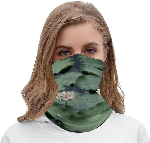 Miniatura 5 de Black Lily Pads - Polaina para el cuello para hombres y mujeres, protección solar UPF 50+, pasamontañas, máscara facial que absorbe la humedad