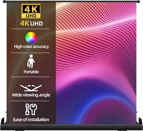 Pantalla de proyector portátil sin tensión, color blanco mate, pantalla de cine con ángulo de visión de 178°, pantalla de proyector para exteriores,