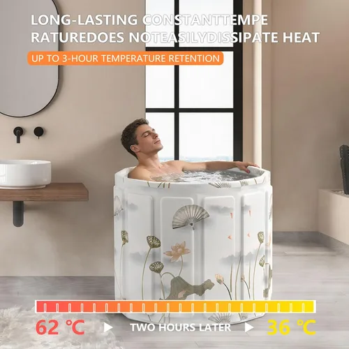 Miniatura 8 de Bañera portátil para adultos, bañera plegable para spa caliente y baño de hielo, bañera plegable pequeña para baño, bañera portátil aislada de 6 loto