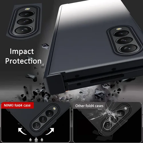 Miniatura 6 de NINKI Funda compatible con Galaxy Z Fold 4 en blanco y negro degradado con protector de pantalla y bisagra, funda protectora de cuerpo completo