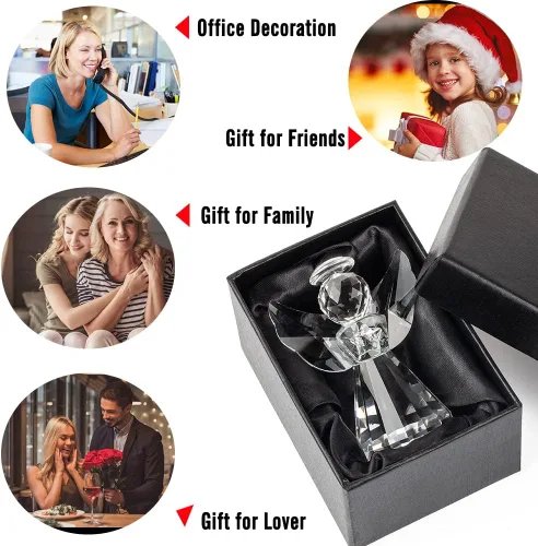 Miniatura 6 de Colección de figuras de ángel de cristal, bonito adorno de cristal, estatua para decoración del hogar, mesa de animales, regalo coleccionable