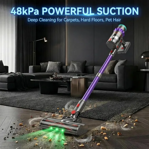 Miniatura 2 de Aspiradora inalámbrica, 550 W, 48 kPa, 60 minutos de tiempo de funcionamiento, aspiradora para el hogar, aspiradora de palo con pantalla