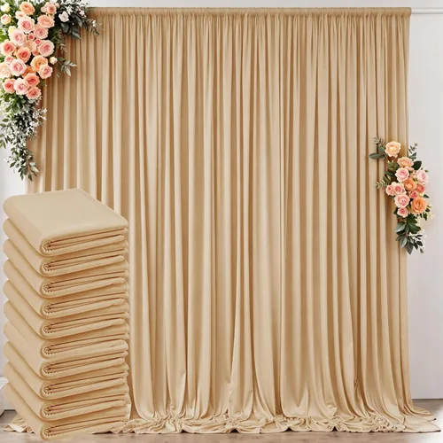 Miniatura 36 de Cortinas de telón de fondo blanco de 30 pies x 8 pies para fiestas de boda, 6 paneles de 5 pies x 8 pies, cortinas de fotografía de poliéster sin
