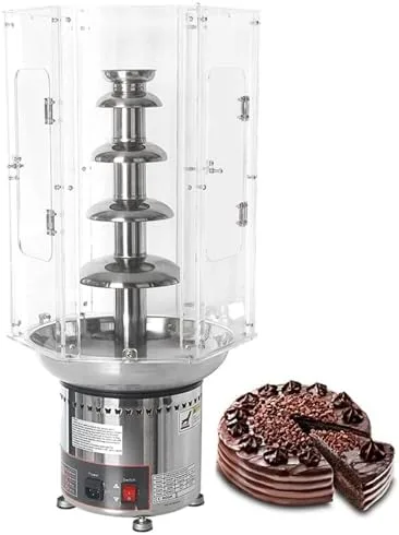 Máquina de fuente de chocolate de 4 niveles con control de temperatura y cubierta acrílica transparente, ideal para fiestas, bodas, bufés, eventos y