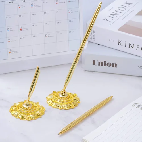 Miniatura 4 de jiebor Juego de 2 bolígrafos de boda dorados y soporte de metal para bolígrafo de escritorio de firma para libro de invitados, compromiso, negocios
