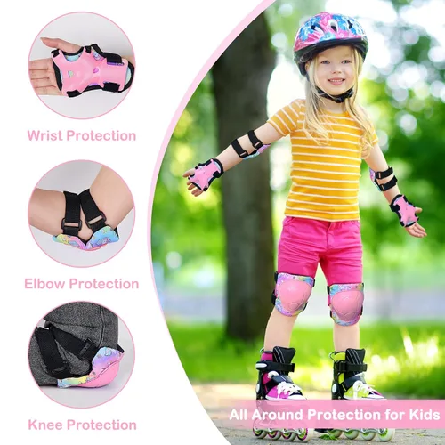 Miniatura 3 de FIODAY Rodilleras para Niños Conjunto de Equipo Protector Ajustable Rodilleras y Coderas para Niños con Protector de Muñeca para Niñas Patines