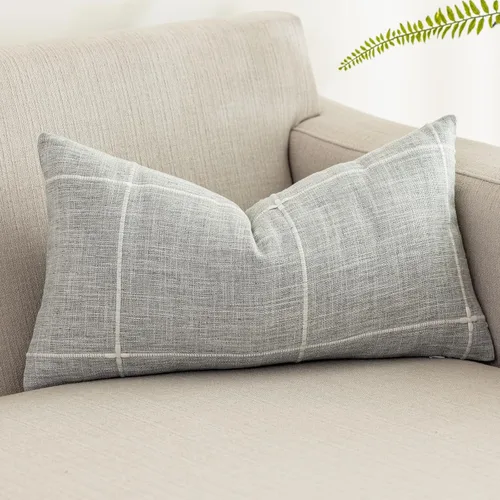 Miniatura 22 de vctops Funda de Almohada Decorativa de Algodón y Lino con Celosía Rústica Funda de Cojín Lumbar con Bordado Funda de Almohada para Sofá Dormitorio