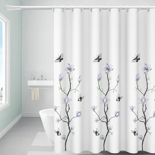Miniatura 24 de DEARART Juego de cortinas de ducha negras de 60 pulgadas de ancho x 72 pulgadas de alto, cortinas de ducha de tela con ojales y ganchos, de secado