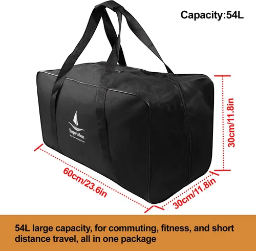 Miniatura 11 de Bolsa de viaje para gimnasio con cremalleras duraderas de 2 vías, impermeable, tela Oxford fuerte, Negro -, 31.5 pulgadas para bloques de arranque