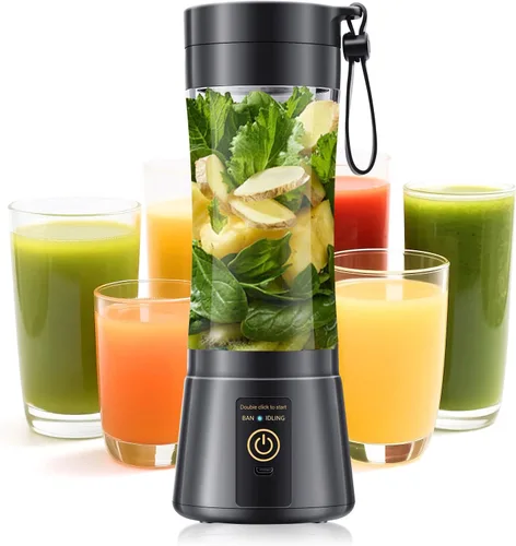 Portable Blender for Smoothies & Shakes - Cordless Personal Size Blender with 6 Blades, 380Ml Juice Cup, Lightweight & Rechargeable, Freshly