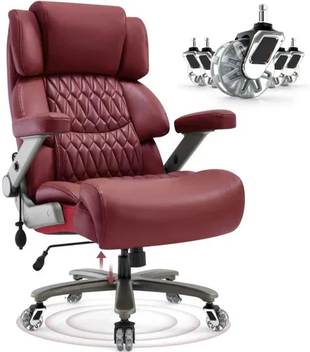 Miniatura 10 de Silla de oficina grande y alta 700lbs - Silla ejecutiva de escritorio de computadora grande con respaldo alto y brazos abatibles 3D, soporte lumbar