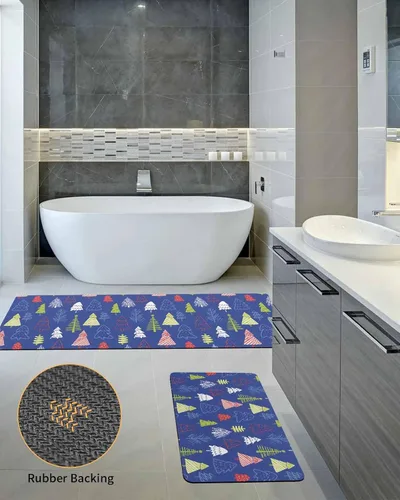Miniatura 5 de Tapete de baño azul para árbol de Navidad, antideslizante, de secado rápido y absorbente, tierra de diatomeas, fregadero, dormitorio, cocina