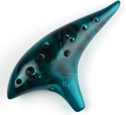 Único Burning Ocarina 12 Agujeros Esmalte Brillante 12 Agujeros Profesional Ocarina brillante en alto (azul)