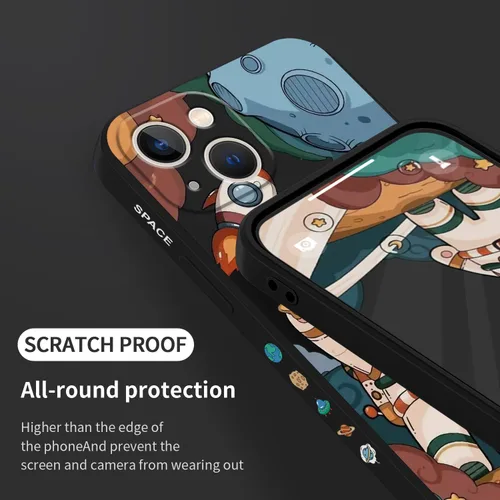 Miniatura 7 de LEECG Funda para iPhone 13 con diseño de mariposas y flores, diseño de astronauta, funda de teléfono con forro de microfibra suave, funda delgada