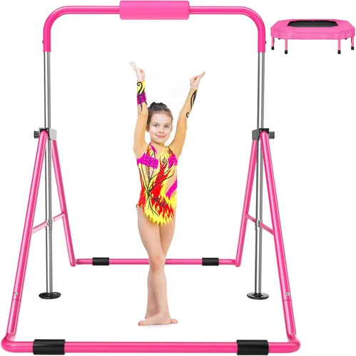 Miniatura 12 de Safly Fun Foldable Gymnastics Bar for Kids, Adjustable 35"-51", Sturdy 145 lbs Capacity, Easy-to-Assemble, Gymnastics Equipment for Kids for