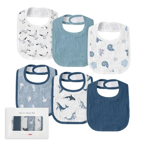 Baberos de Muselina para Bebés que Babean para Niños y Niñas Unisex, Paquete de 6 Baberos de Bebé de Algodón Suave para Dentición y Babeo, Regalo