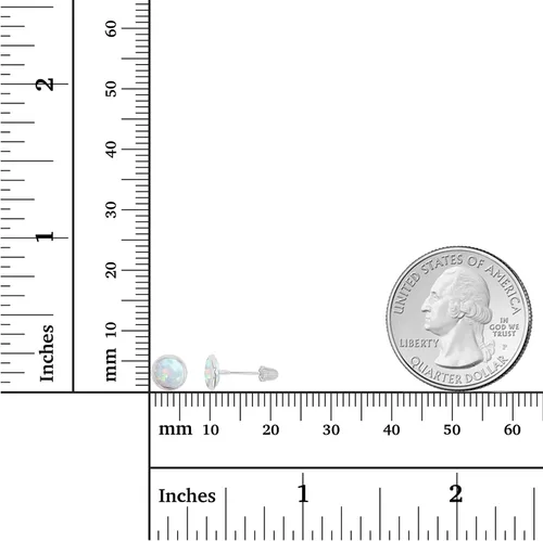 Miniatura 4 de Aretes de tuerca de oro macizo de 14 quilates, hipoalergénicos, de 0.236 in, con piedra natal solitaria redonda, bisel de tornillo