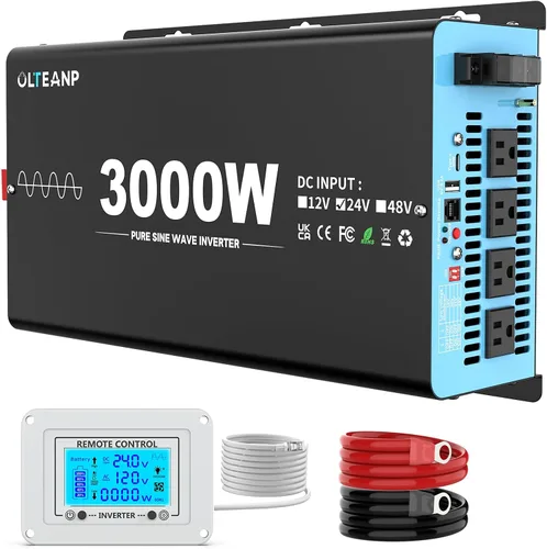 Miniatura 14 de OLTEANP Nuevo Inversor de onda sinusoidal pura de 2200 vatios actualizado, inversor de corriente de 12 V CC a 110 V CA con 4 salidas de CA, puerto