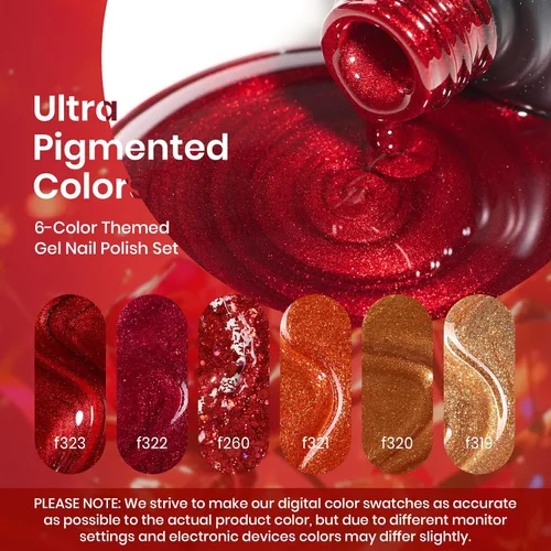 Miniatura 2 de Beetles - Esmalte en gel rojo con purpurina, colección Passion Rush, uñas navideñas con purpurina, rojo, naranja y dorado, para manicura 0-Passion