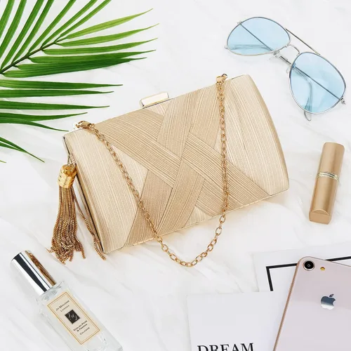 Miniatura 2 de Bolso de mano para mujer, bolso de noche con flecos, bolso de mano para mujer, bolso de mano de boda, bolso de mano con cadena, bolso cruzado