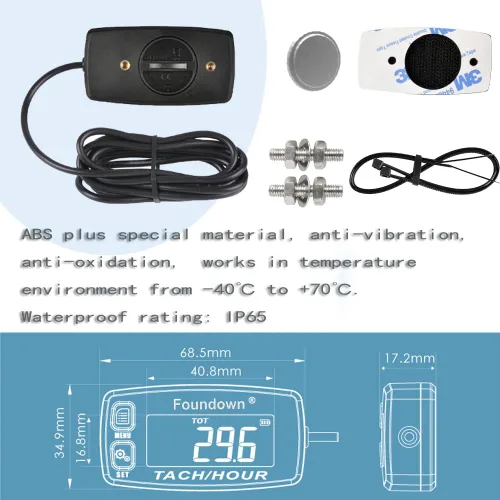 Miniatura 6 de Tacómetro de motor pequeño, medición de RPM, medidor de horas digital, monitoreo de horas del motor para aviones ultraligeros, motosierra