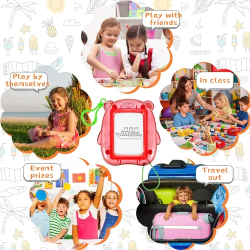 Miniatura 6 de Outus 24 Piezas Mini Tableros Magnéticos de Dibujo, Tablero de Garabato para Niños, Llavero con Clip para Mochila, Tablero de Dibujo Borrable