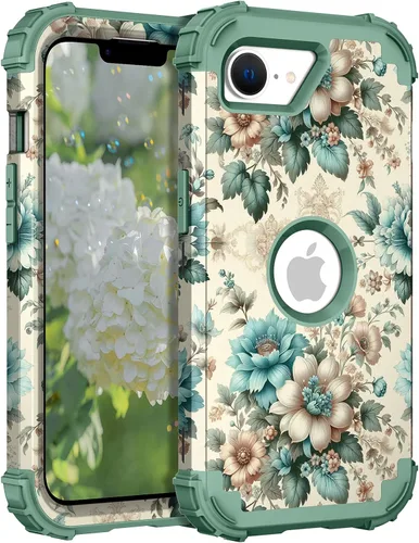 Miniatura 75 de Hocase Funda para iPhone SE 2022/2020, resistente a prueba de golpes, de plástico duro+goma de silicona, funda protectora híbrida para iPhone SE
