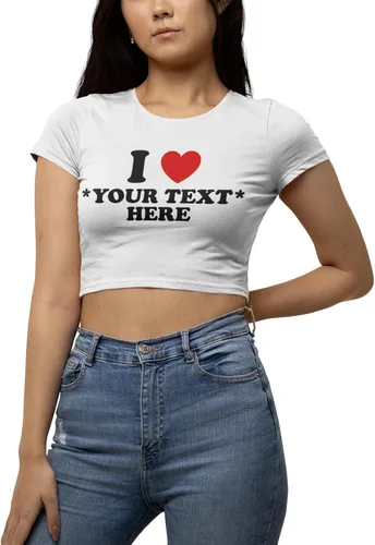 Miniatura 4 de Camiseta corta personalizada con corazón I - Crea tu propia camiseta de bebé - Camisa Y2K personalizada - Elegante regalo retro de verano para ella