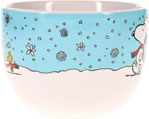Miniatura 2 de Silver Buffalo Peanuts Snoopy and Woodstock - Tazón de cerámica para sopa con asa para helado, cereales, bebidas, capacidad para 24 onzas