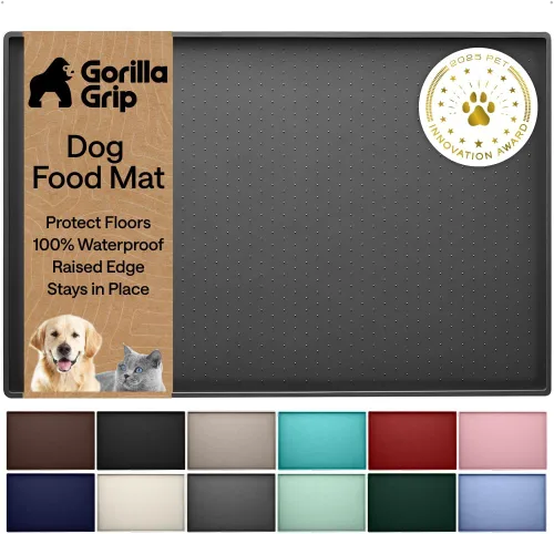 Miniatura 24 de GORILLA GRIP - Alfombrilla de silicona 100% impermeable con bordes elevados, sin BPA, para mascotas, tapetes para comida de perros y gatos, contiene