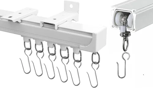 Sistema de riel de cortina de aluminio resistente de 1 pie (muestra), montaje en pared y techo, rieles con corredores de deslizamiento silencioso,