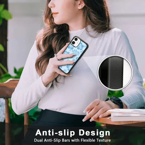 Miniatura 4 de FANXI Funda de teléfono de hibisco azul compatible con iPhone 11 de 6.1 pulgadas, funda protectora a prueba de golpes de TPU con bonita flor azul