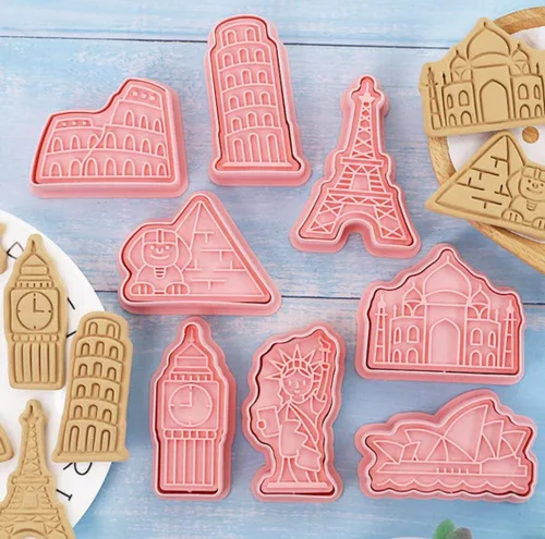 Miniatura 7 de 8 Piezas Moldes de Galletas de la Estatua de la Libertad para Hornear Moldes de Galletas, Prensa Torre Eiffel, Juego de Moldes de Galletas