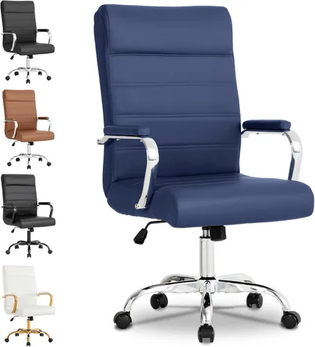 Miniatura 15 de Silla de escritorio de oficina, sillas modernas de cuero para sala de conferencias, silla ergonómica de respaldo alto, silla ejecutiva giratoria