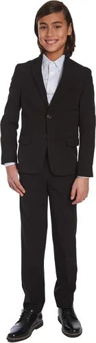 Miniatura 4 de Calvin Klein Pantalón de vestir bi-stretch de frente lisa para niño, ajuste recto, con presillas para cinturón y bolsillos delanteros