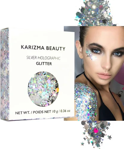 Miniatura 13 de KARIZMA Iridescent Purpurina holográfica iridiscente Purpurina gruesa de 0.35 onzas para la cara, el cabello, los ojos y el cuerpo, para mujer.