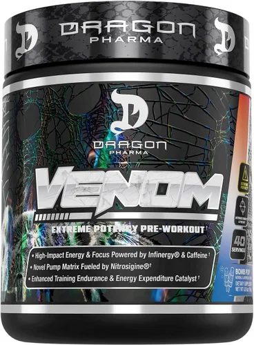 Miniatura 6 de DRAGON PHARMA Venom Extreme Potency Pre-Entreno, Enfoque Láser Agudo + Energía, Rendimiento Intenso, Ingredientes Probados para Vasodilatación