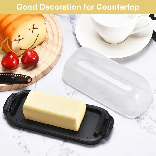 Miniatura 7 de Mantequillera, recipiente para mantequilla con tapa transparente para encimera, mantequillera irrompible para decoración de cocina del hogar