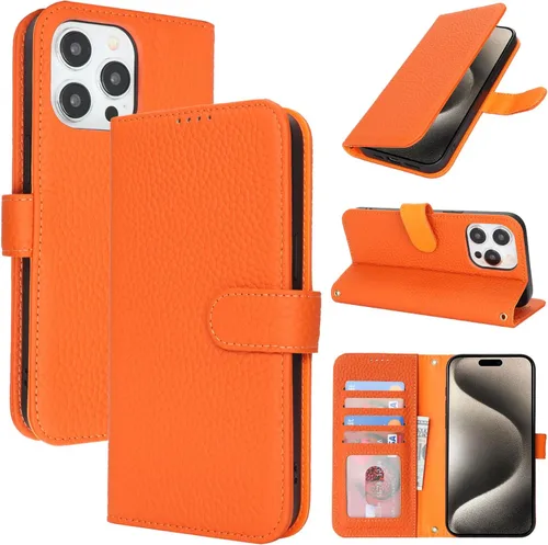 Miniatura 143 de Zouzt Funda para iPhone 11 de 6.1 pulgadas de piel auténtica con 4 ranuras para tarjetas, tarjetero con bloqueo RFID, tapa magnética, función atril