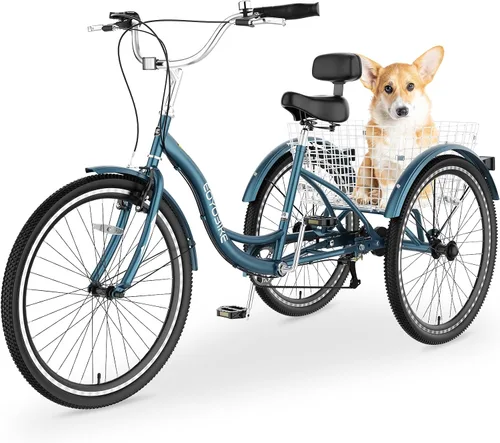 Miniatura 17 de NAIZEA Adult Tricycle, 7 Speed Three Wheel Cruiser Bike, 20/24/26 inch Adult Trikes 3 Wheel Bikes with Large Basket for Seniors, Adults, Women, Men